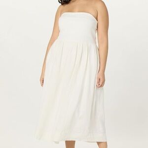 The Drop Strapless Mixed Media White Dress